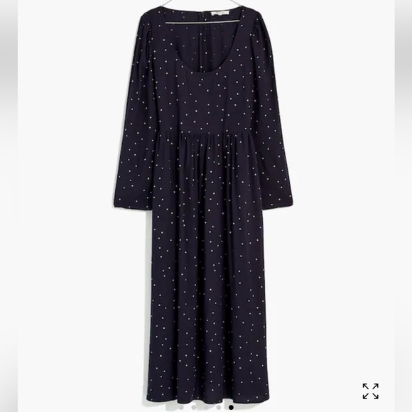 Madewell Alicia Long-sleeve Scoop Neck Midi Dress in night stars NWT - Picture 2 of 16